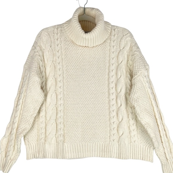 Madewell Cable Turtleneck Sweater Sz L Cream - Picture 3 of 15